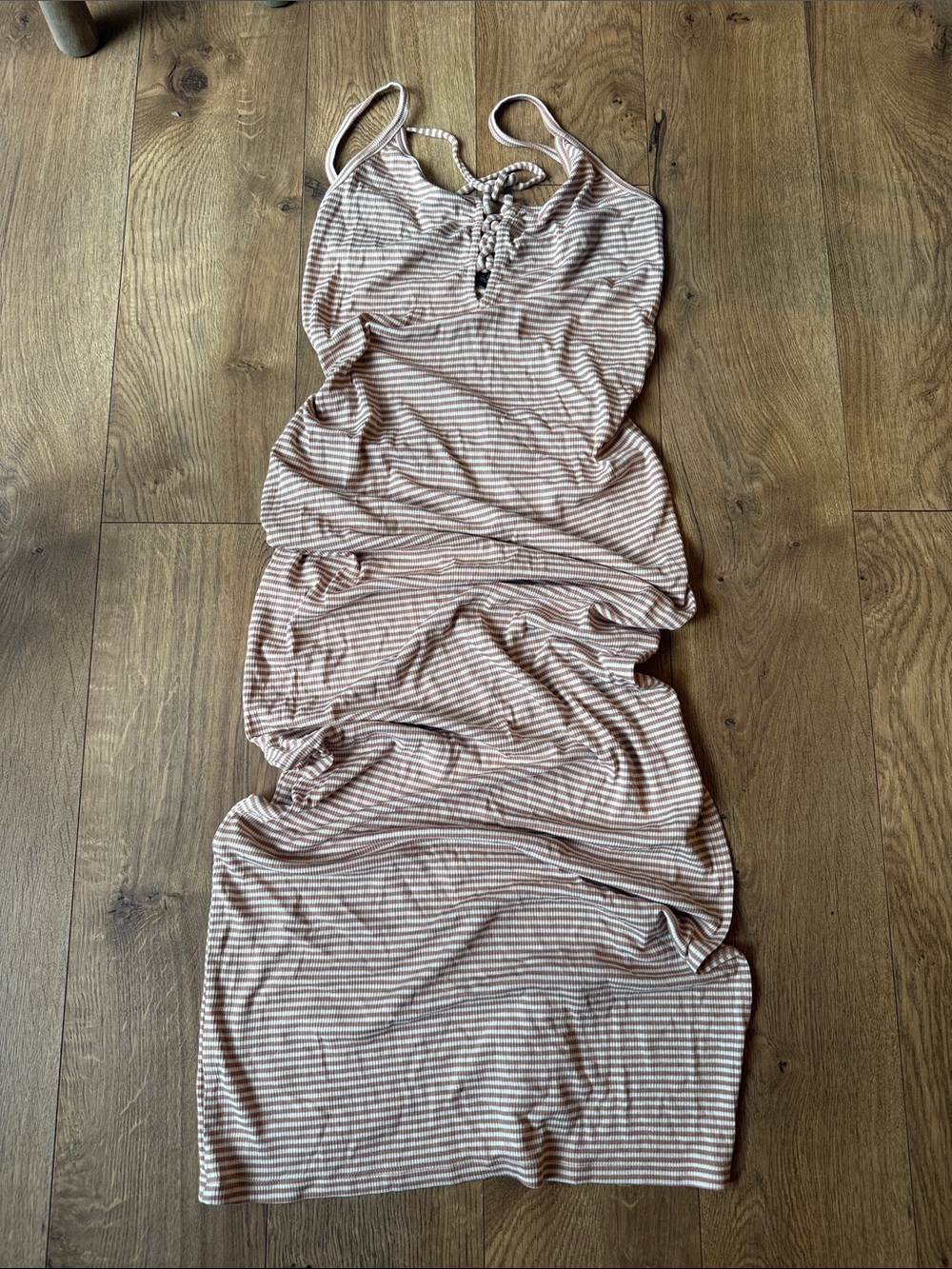 H&M Pink and White Striped Maxi Dress with Front Tie